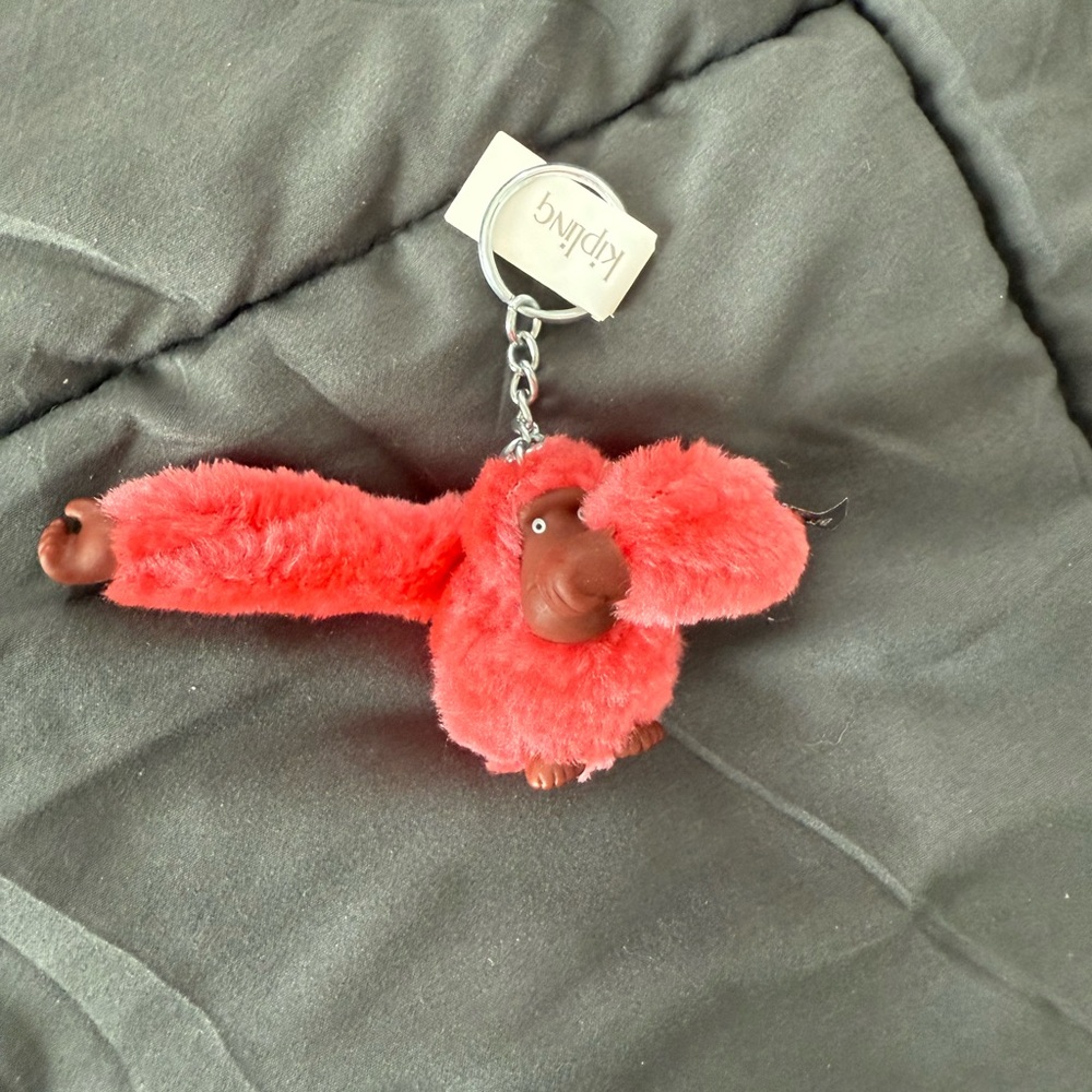 Kipling Red Plush Monkey Keychain